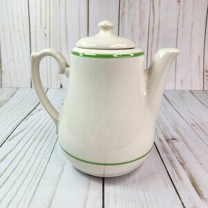 Vintage HLC Teapot Mini Stripe Restaurant Ware 2 cup USA Homer Laughlin *READ*